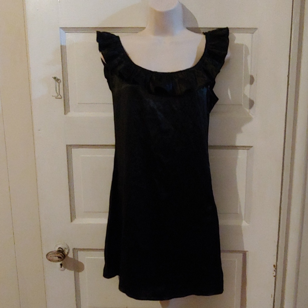 Jenny Han Black Silk Ruffle Mini Dress 8